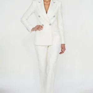Elegant Women's White Blazer Suit Set | Formal Office Wear for Women